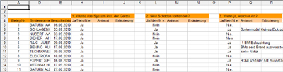 Fragebogen als Excel-Tabelle